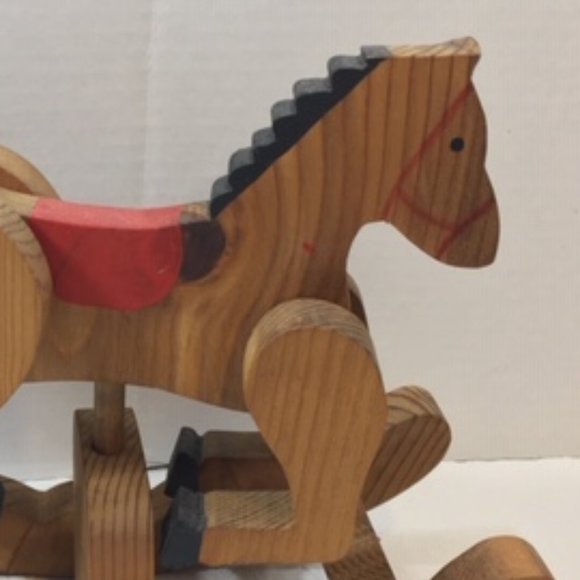 Vintage Handmade Wood Toy Rocking Horse Moveable Legs - Picture 2 of 12
